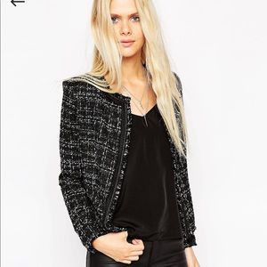 ASOS Boucle Jacket with Chain and Fringe Detail